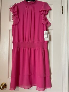 1. State Fuchsia Ruffle-Sleeve Midi Dress